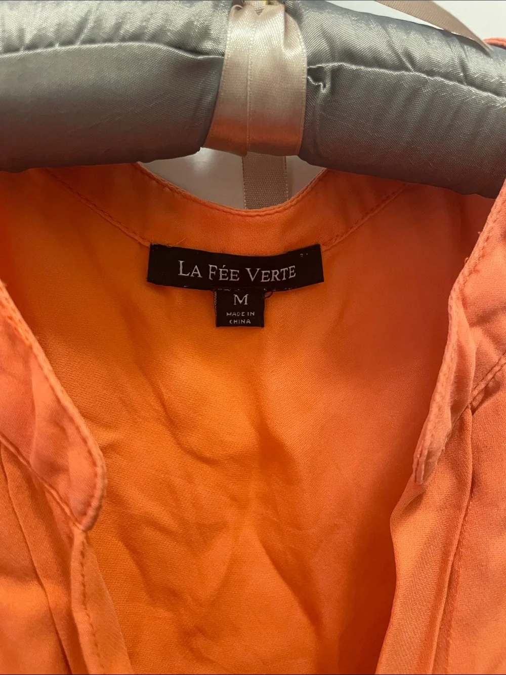 Anthropologie Coral Orange V-Neck Pleated 100% Silk Blouse